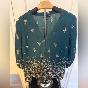 Sara Michelle Teal Floral Women's Blouse